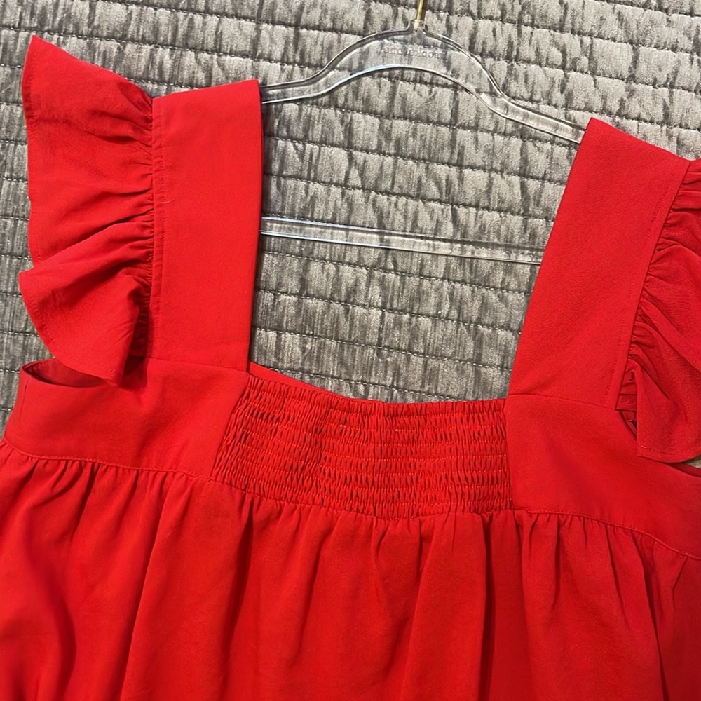 Entro Red Ruffle Sleeve Blouse - Picture 7 of 10